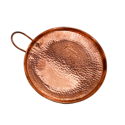 Comal de Cobre Martillado a Mano de 28 cm con Agarradera