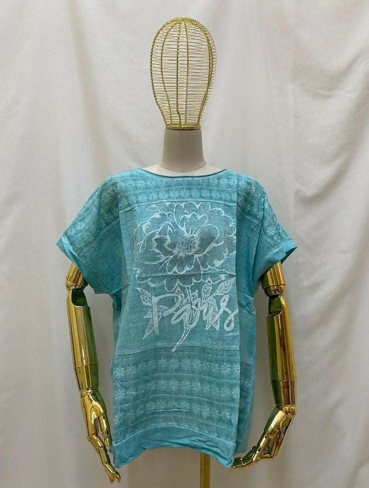 Playera Dibujo Flores Pedrería