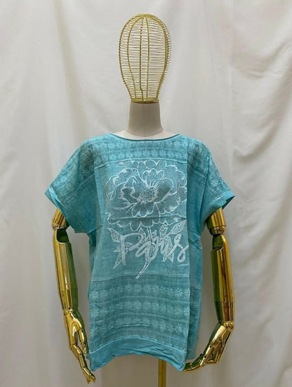 Playera Dibujo Flores Pedrería