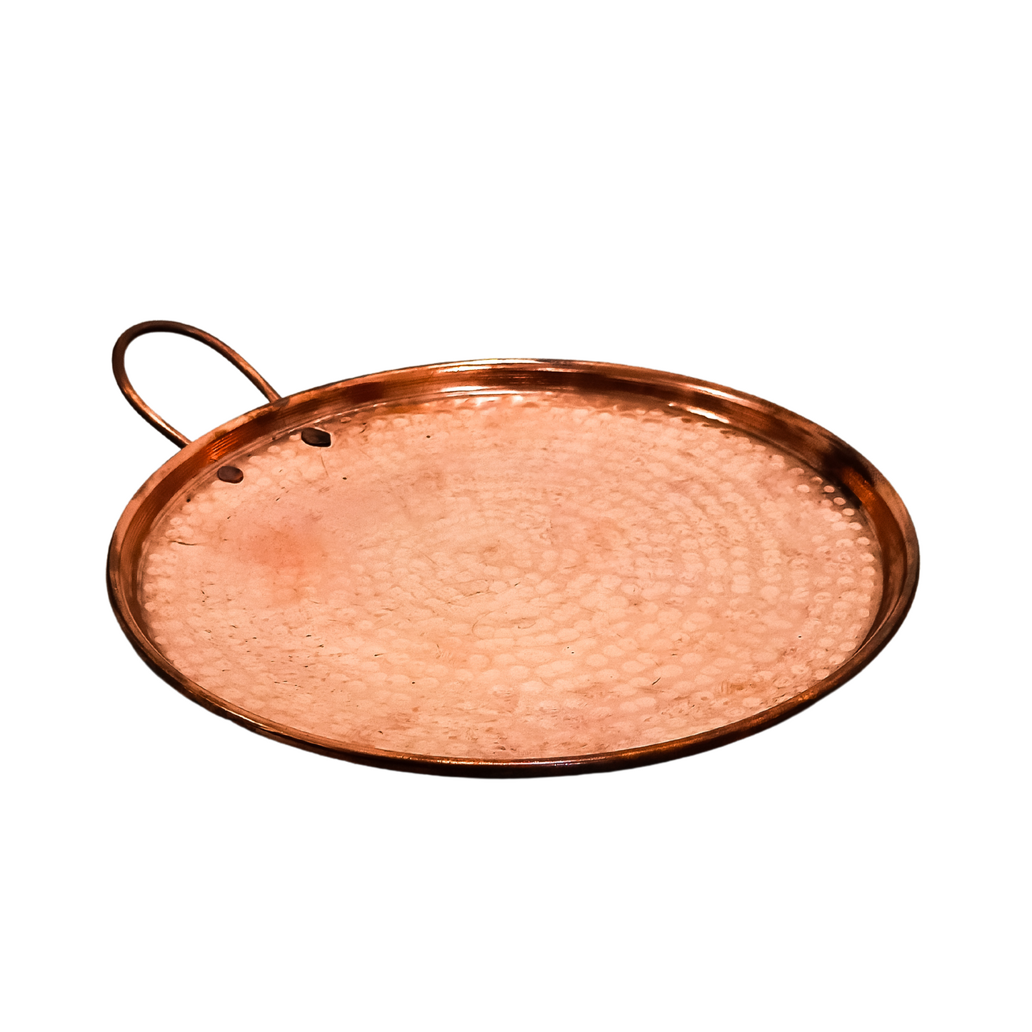 Comal de Cobre Martillado a Mano de 28 cm con Agarradera