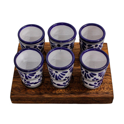 Set de 6 tequileros de 2oz (59ml) de talavera Wak