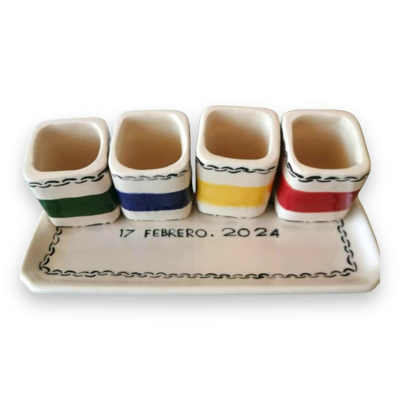 Juego de Mezcaleros de Cerámica con Bandeja Personalizada