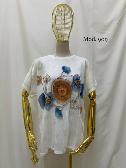 Playera Dibujo Espiral Flores