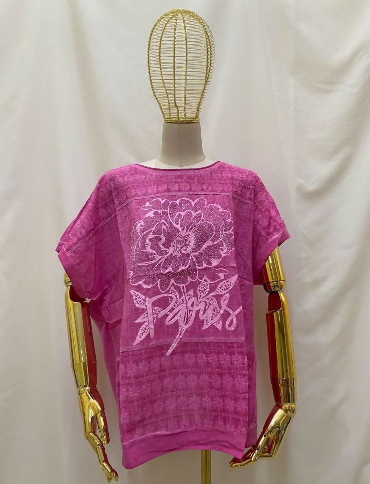 Playera Dibujo Flores Pedrería