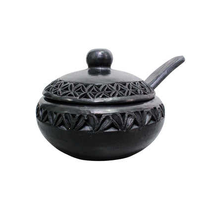 Juego de 2 Azucareras/Salseras de barro negro color negro