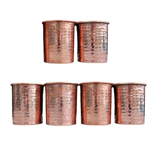 Juego de 6 Vasos de Cobre Martillado 500ml (16.9oz)