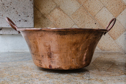 Lavabo de Cobre Martillado de 35cm/13.7in de Diametero en Forma de , Ovalin de Cobre