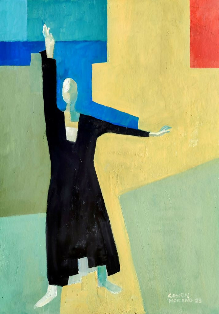 Danzante 1, pintura al óleo sobre papel