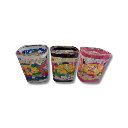 Set de vasos de Vidrio Multicolor C/U