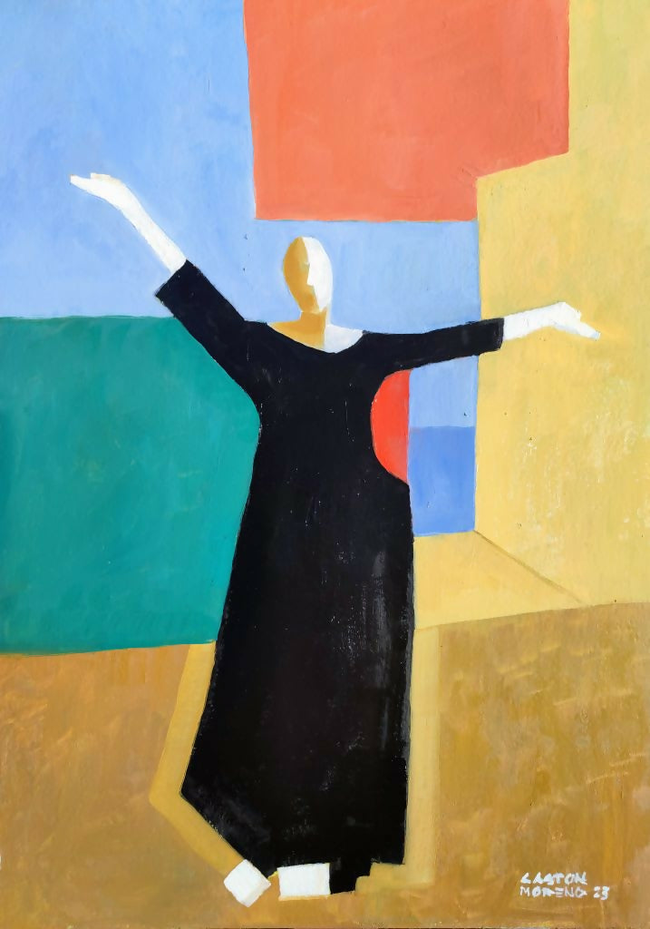 Danzante 2, pintura al óleo sobre papel