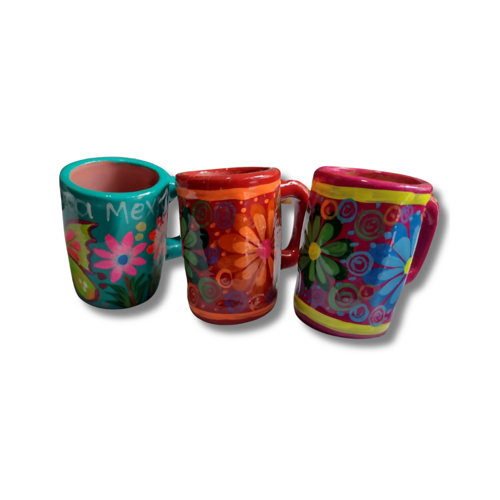 Tazas de Cerámica Pintadas a Mano con Diseño Floral C/U