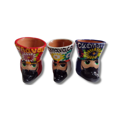 Set de Caballitos de Tequila "Chinelo" de Cerámica Pintada a Mano C/U