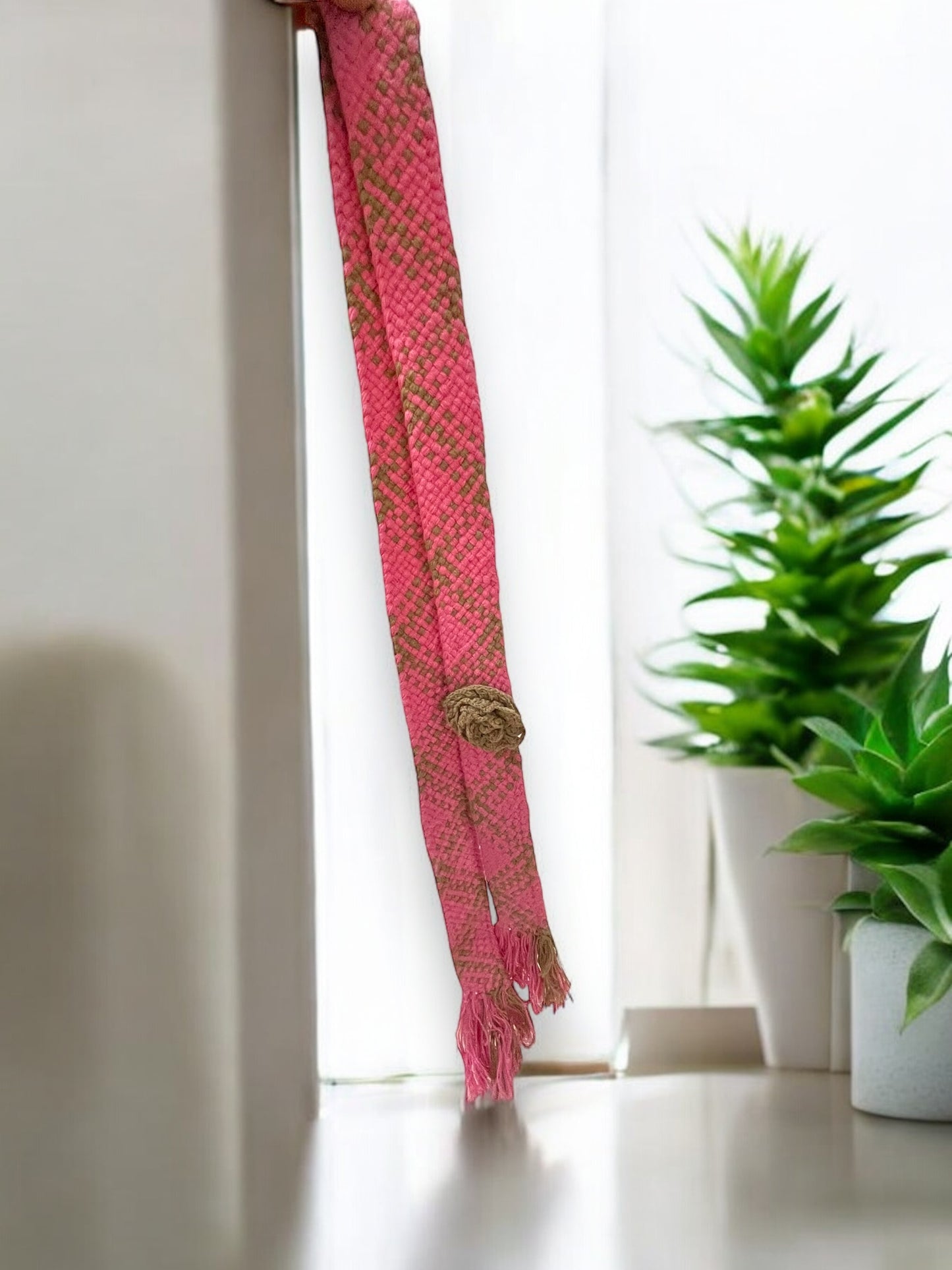 Cinturón Tejido Artesanal con Flor