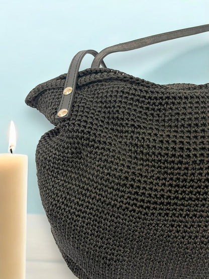 Bolso de Mano Tejido en Negro