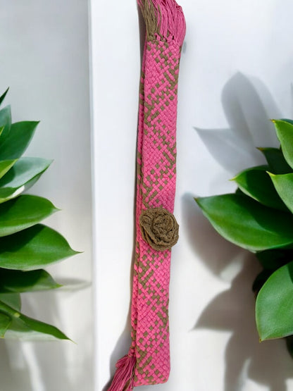 Cinturón Tejido Artesanal con Flor