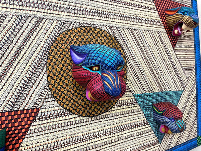Panel Decorativo con Cabezas de Jaguar y Ocelote