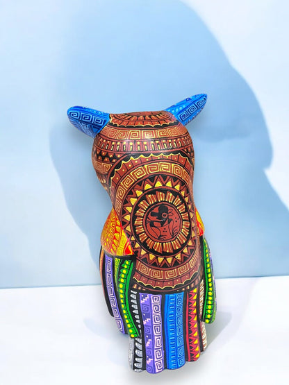 Búho Azul y Naranja