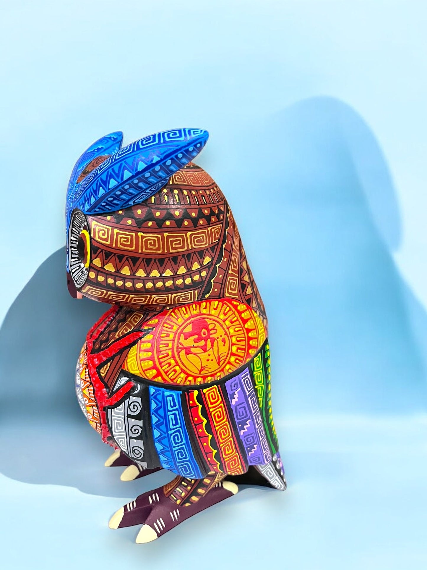 Búho Azul y Naranja