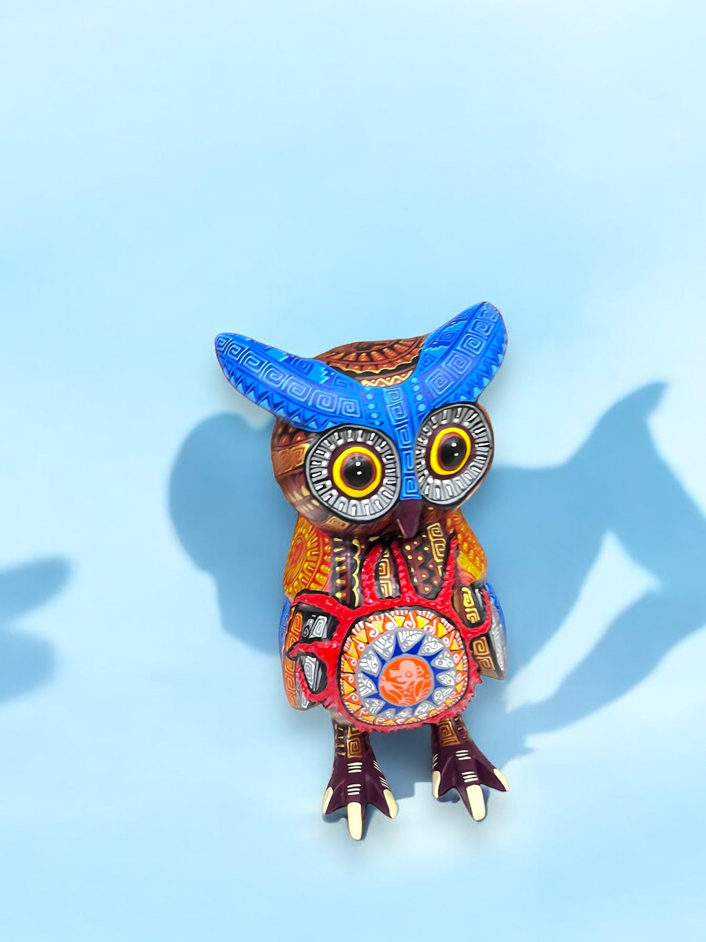 Búho Azul y Naranja