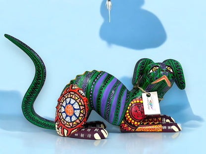 Alebrije de Perro Verde Multicolor