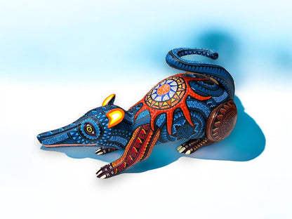 Armadillo de Alebrije Azul y Rojo