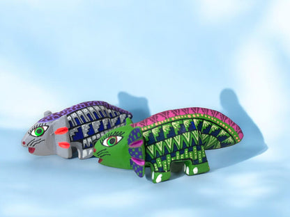 Pareja de Alebrijes de Ajolote Pintados a Mano