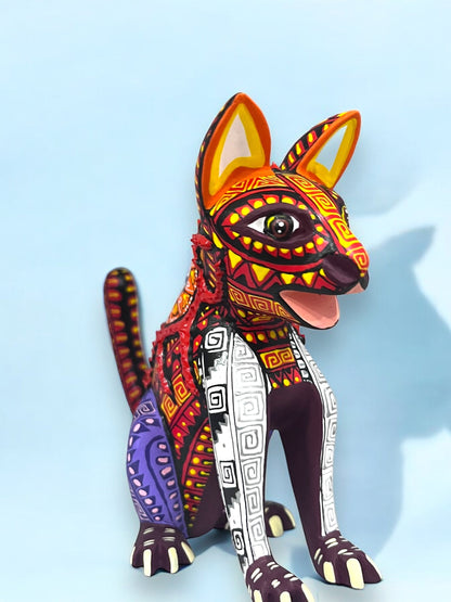 Alebrije de Perro Colorido con Patrones Geométricos