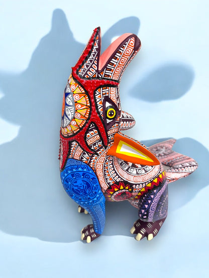 Alebrijes de Lagartijas en Tonos Verdes y Grises con Detalles Vivos