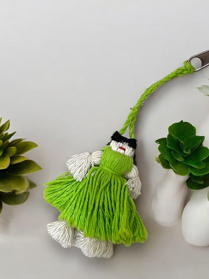 Bolsa Tejida a Mano en Verde, Negro y Blanco