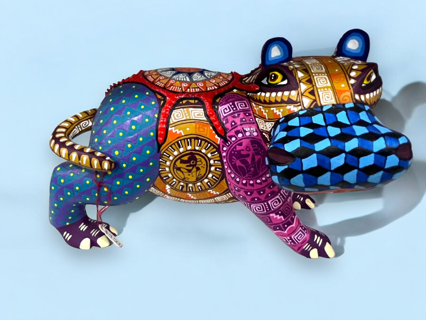 Alebrije de Hipopótamo de Colores Brillantes