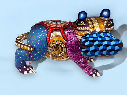 Alebrije de Hipopótamo de Colores Brillantes