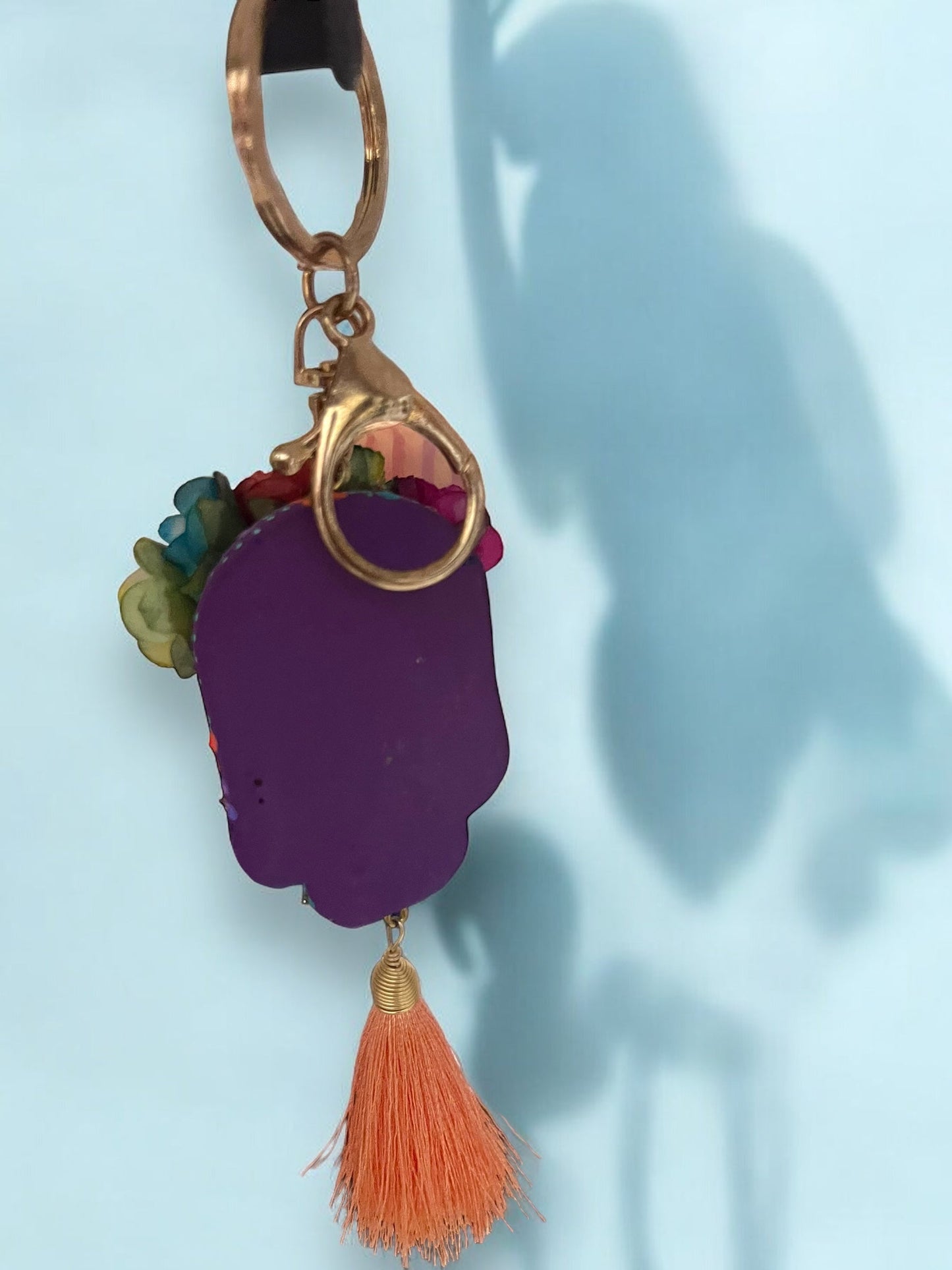 Llavero Artesanal de Calavera Floral