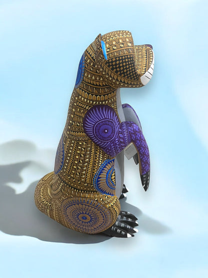 Figura Artesanal de Nutria con Detalles Geométricos y Colores Vibrantes