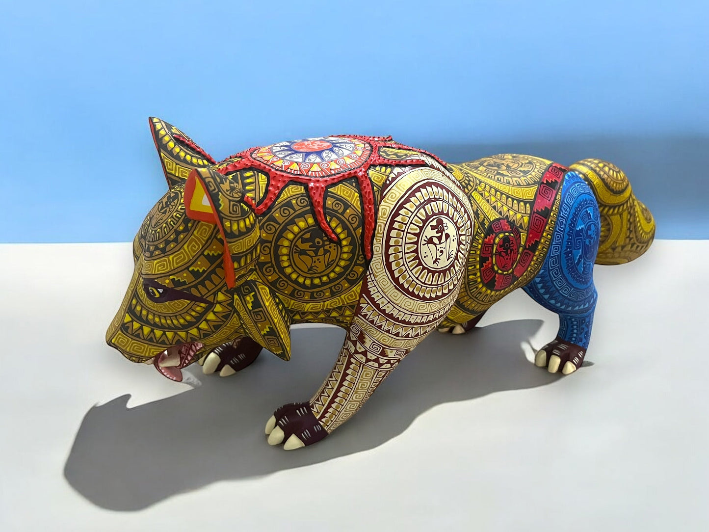 figura de madera de Lobo Alebrije