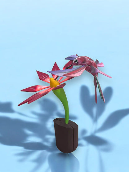 figura de madera de Colibrí con Flor Alebrije