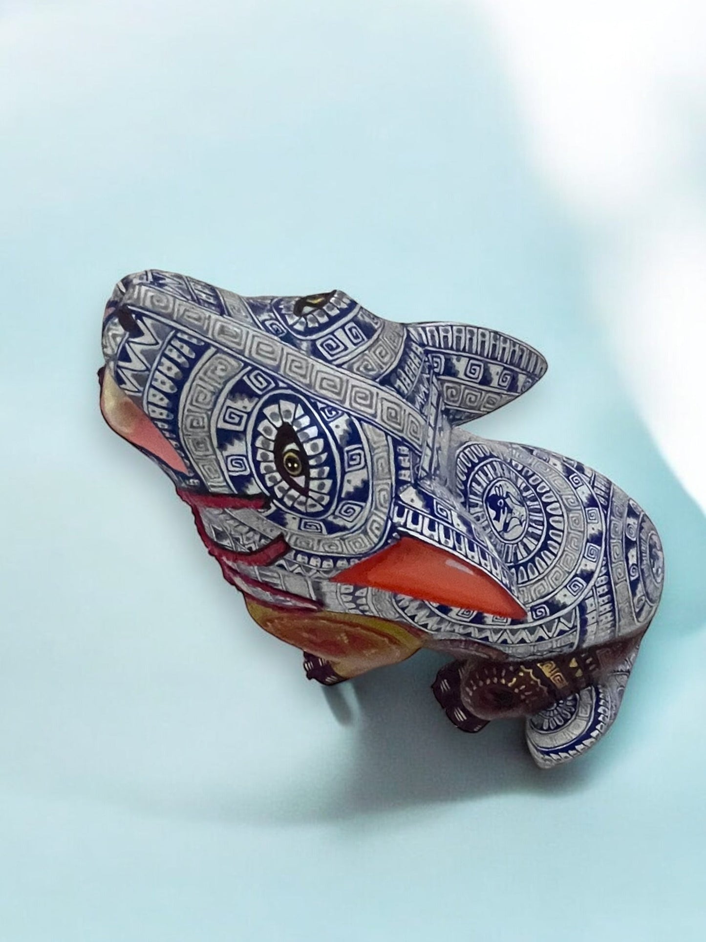 figura de madera de Loba Alebrije gris