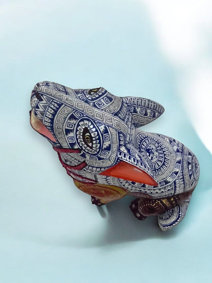 figura de madera de Loba Alebrije gris