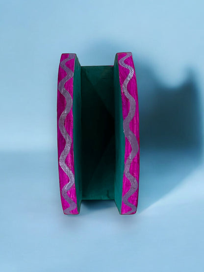 Porta-Servilletas Artesanal de Madera con Flores Rosas