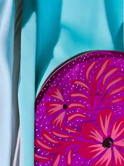 Porta-Servilletas Artesanal de Madera con Flores Rosas