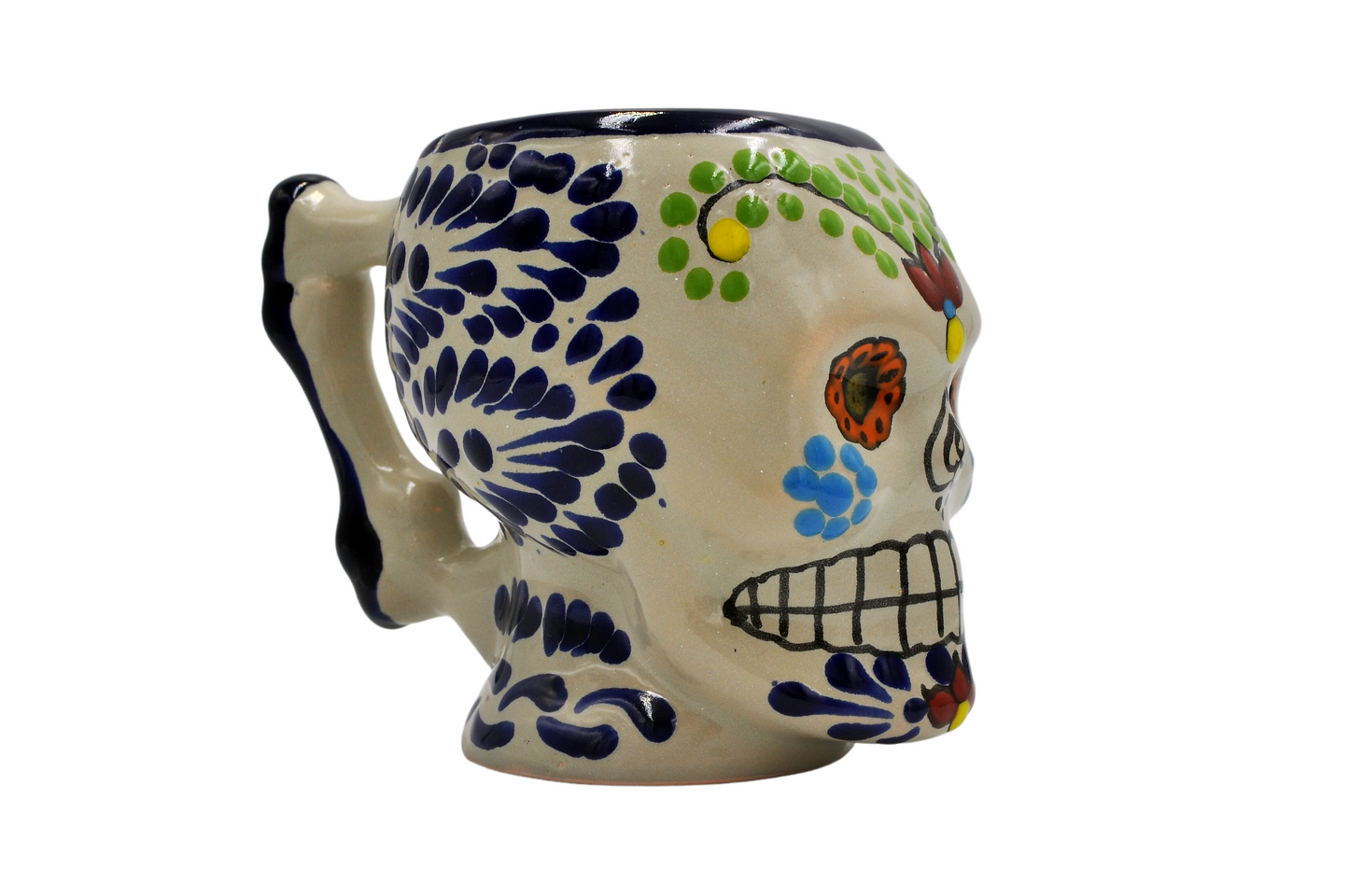 Tarro de Talavera Poblana Mexicano con Diseño de Calavera