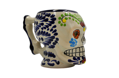 Tarro de Talavera Poblana Mexicano con Diseño de Calavera