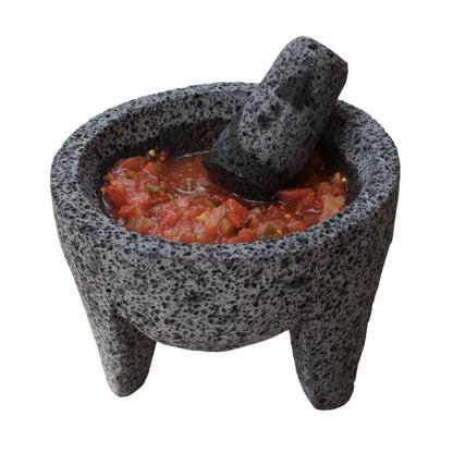 Molcajete de 18cm/in de diámetro de Piedra Volcánica Artesanal Con Diseño Tradicional