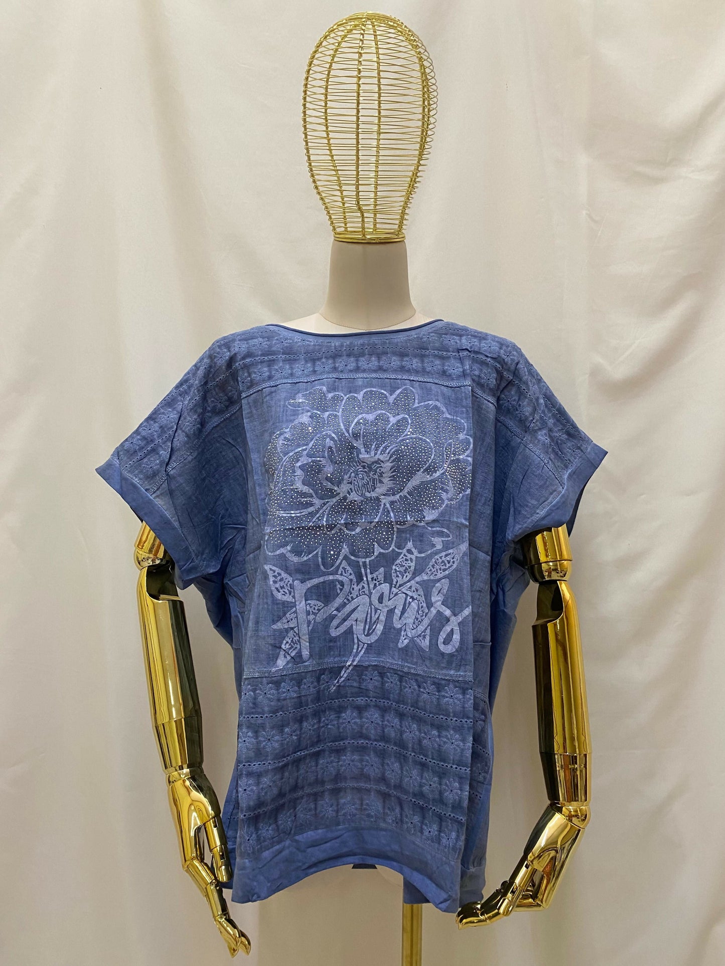 Playera Dibujo Flores Pedrería