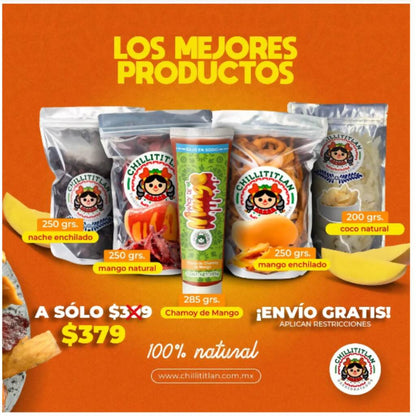 Paquete Deshidratados Mango, Nanchi, Coco Y Chamoy De Mango