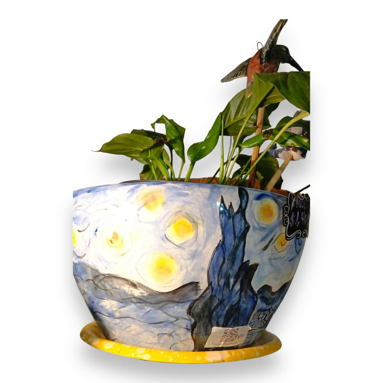 Maceta de Cerámica Pintada a Mano con Diseño Inspirado en