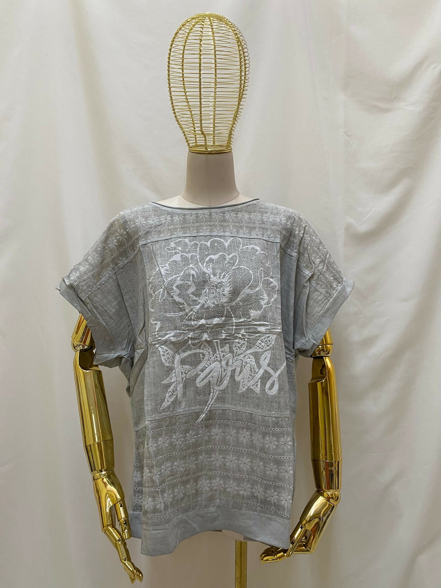 Playera Dibujo Flores Pedrería