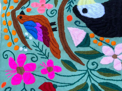 Funda De Cojin Artesanal Mexicano Bordado A Mano Chiapas