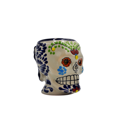 Tarro de Talavera Poblana Mexicano con Diseño de Calavera