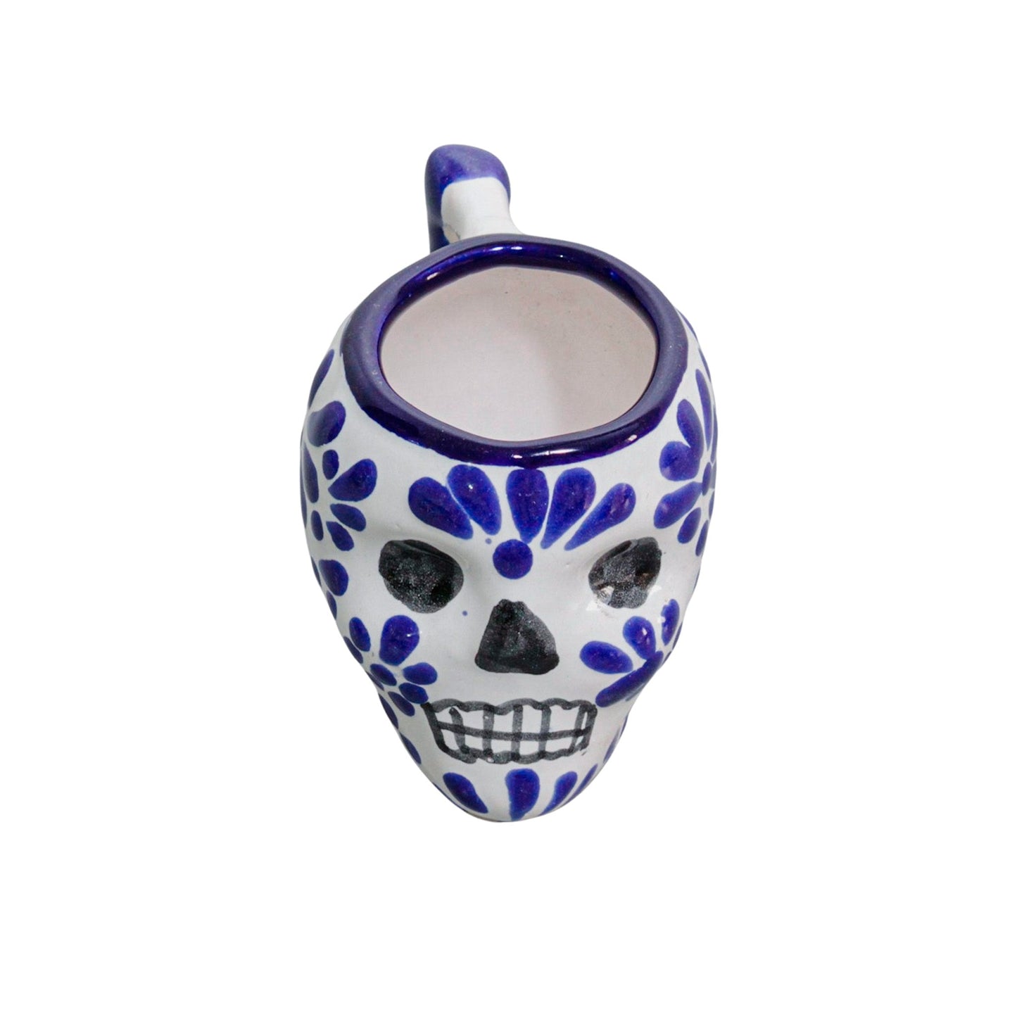 Set de 6 Tequileros de talavera con forma de calavera con asa