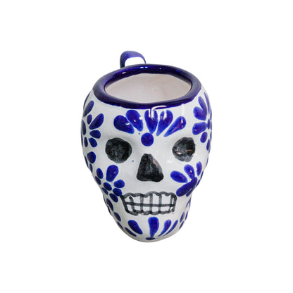 Set de 6 Tequileros de talavera con forma de calavera con asa